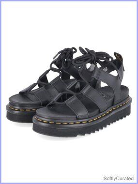 Platform Lace Up Sandals PU Coated Leather Heeled Casual